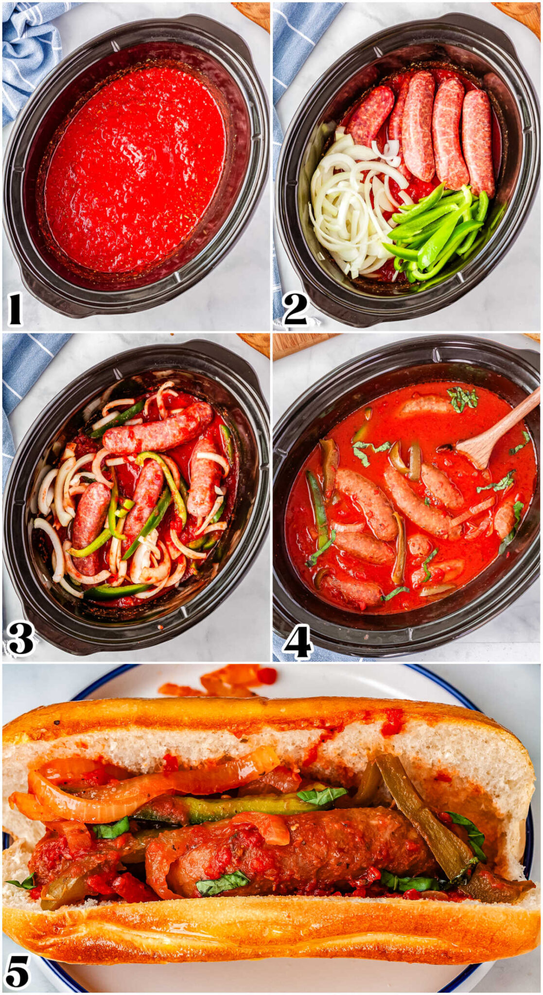 Crock Pot Sausage and Peppers - The Cozy Fork