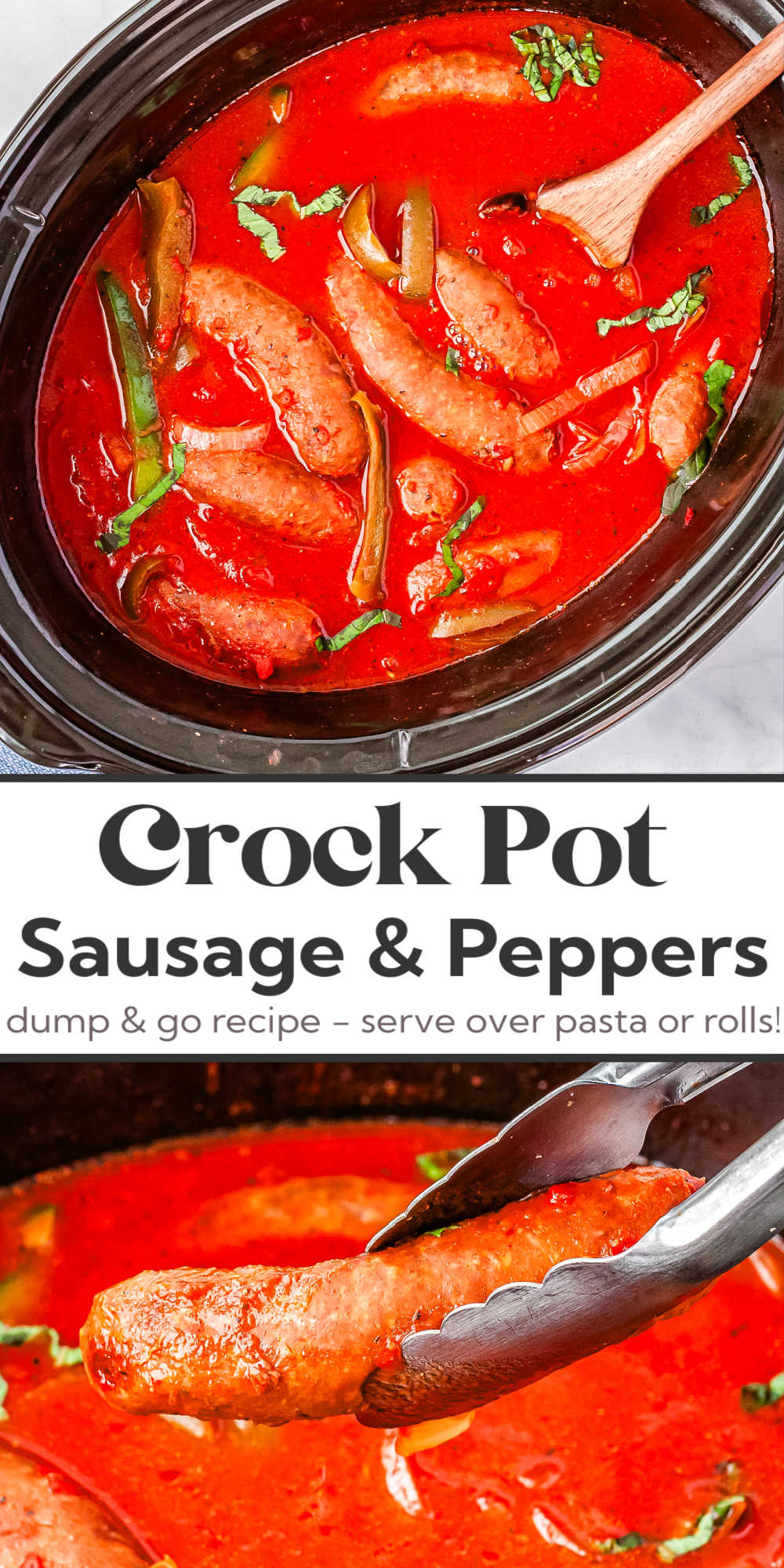 Crock Pot Sausage and Peppers - The Cozy Fork